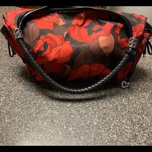 Brighton red & black rose purse. Good condition. Some tarnish on heart fob